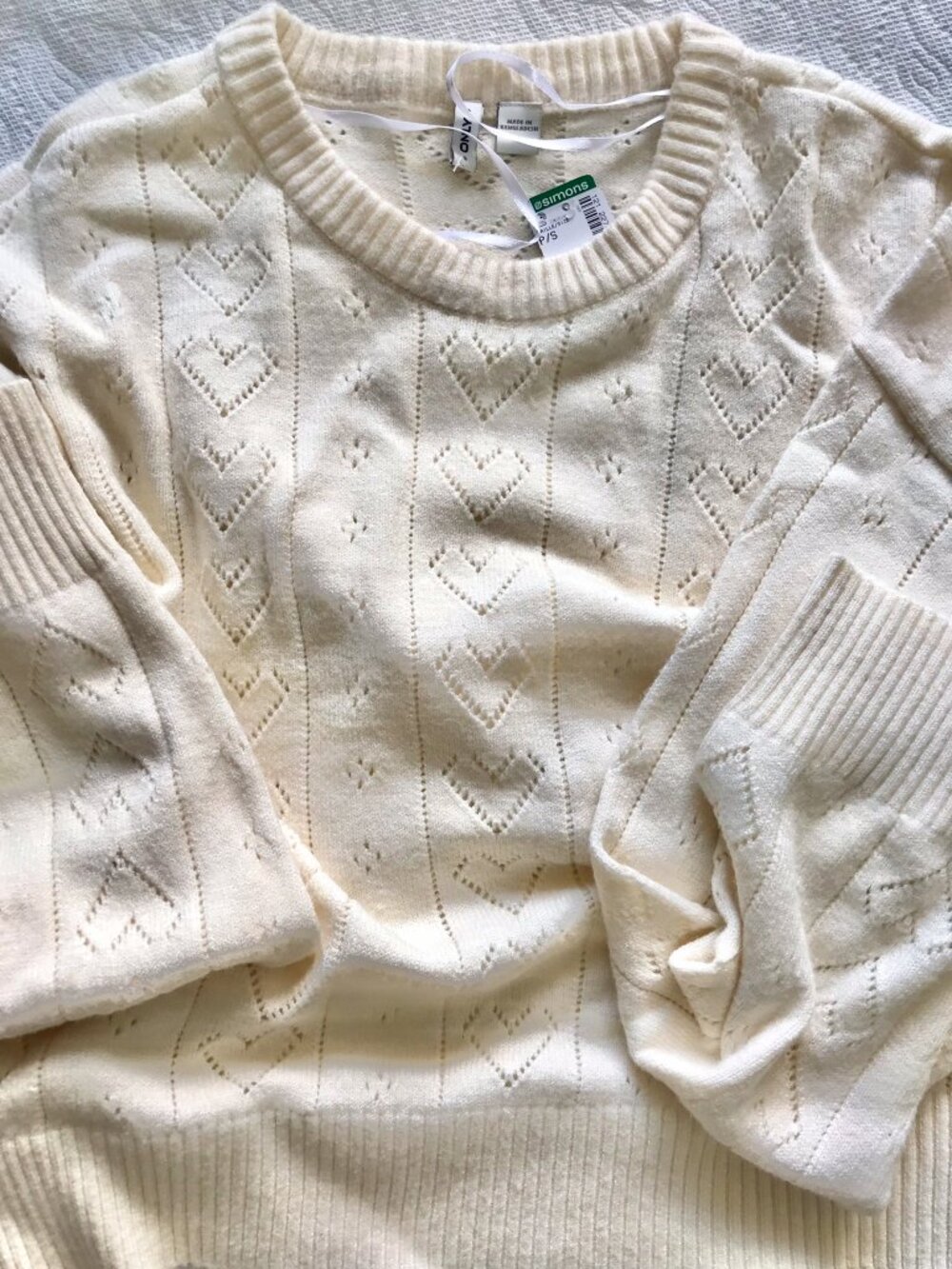 Only Cream Heart Sweater
